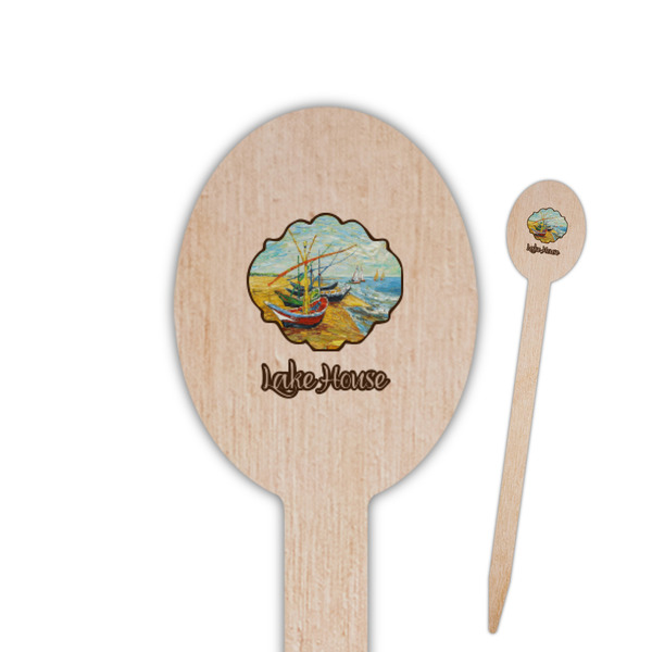 Custom Lake House Oval Wooden Food Picks (Personalized)
