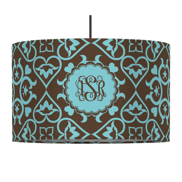 Floral 12" Drum Lampshade - PENDANT (Fabric)