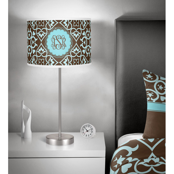 Floral 13 inch drum lamp shade - in room