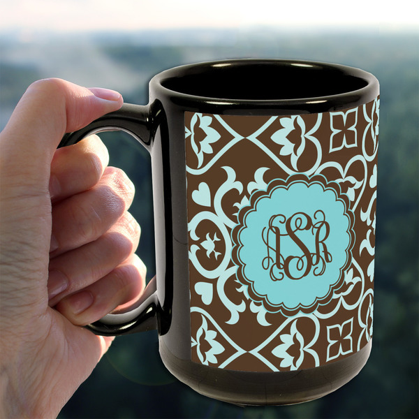Floral 15oz. Black Mug - LIFESTYLE