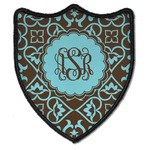 Floral Iron On Shield Patch B w/ Monogram