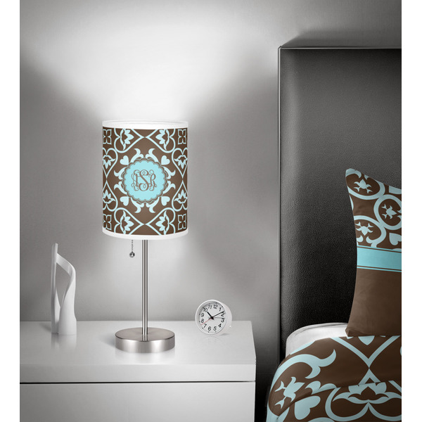 Floral 7 inch drum lamp shade - in room