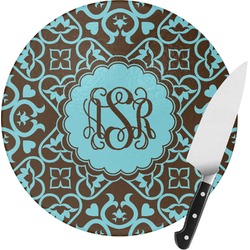Floral Round Glass Cutting Board - Small (Personalized)