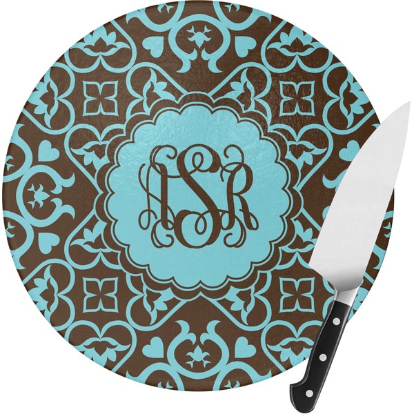 Custom Floral Round Glass Cutting Board - Small (Personalized)