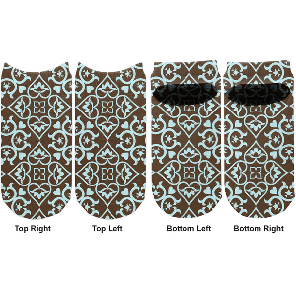 Floral Adult Ankle Socks - Double Pair - Front and Back - Apvl