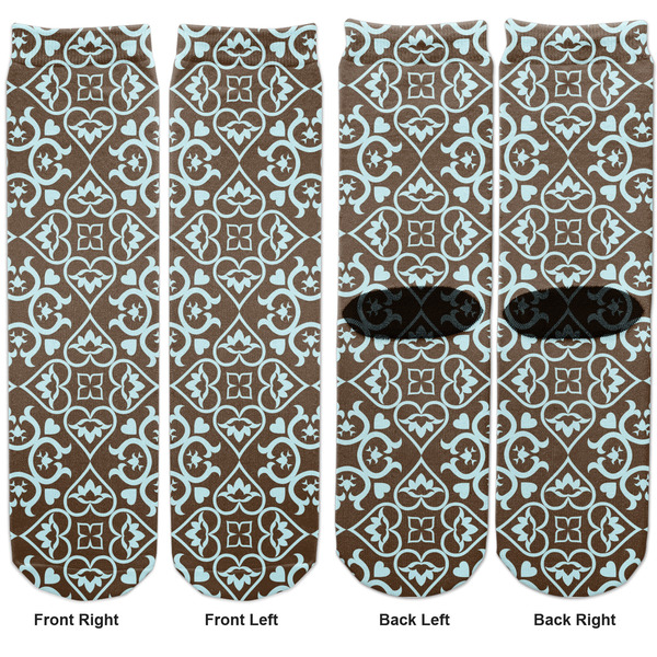 Floral Adult Crew Socks - Double Pair - Front and Back - Apvl