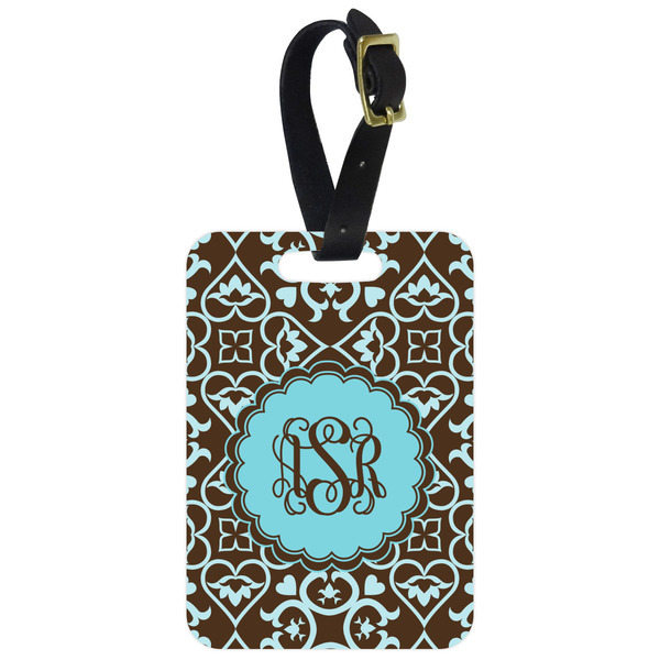Custom Floral Metal Luggage Tag w/ Monogram