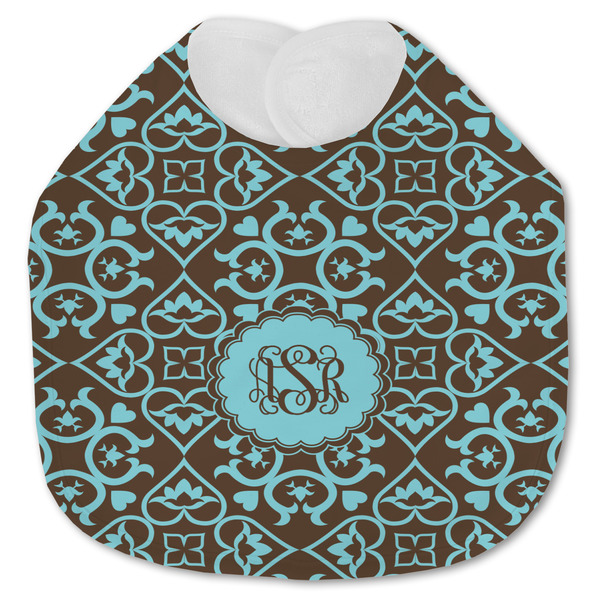 Custom Floral Jersey Knit Baby Bib w/ Monogram