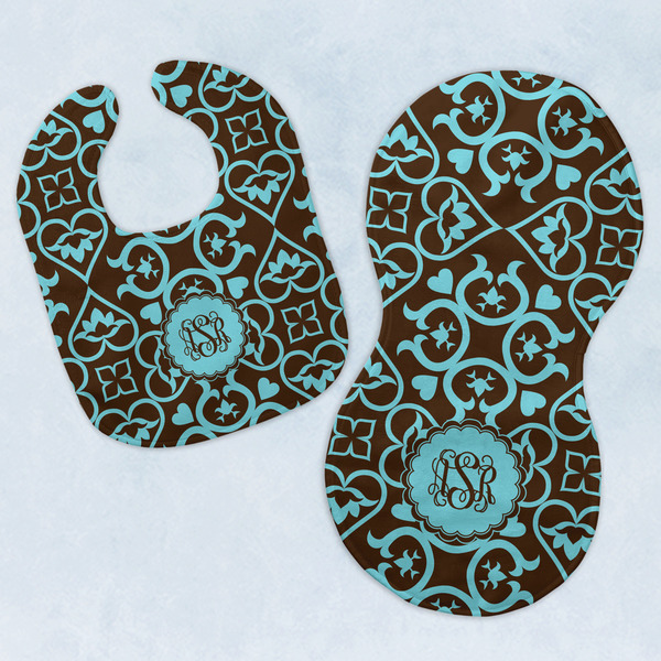 Custom Floral Baby Bib & Burp Set w/ Monogram