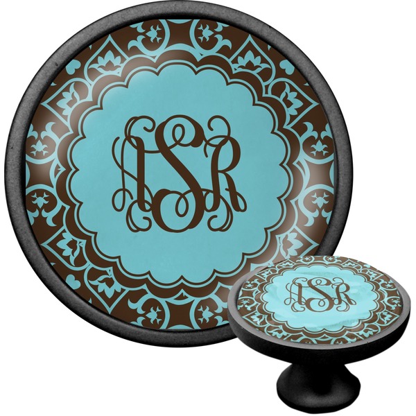 Custom Floral Cabinet Knob (Black) (Personalized)