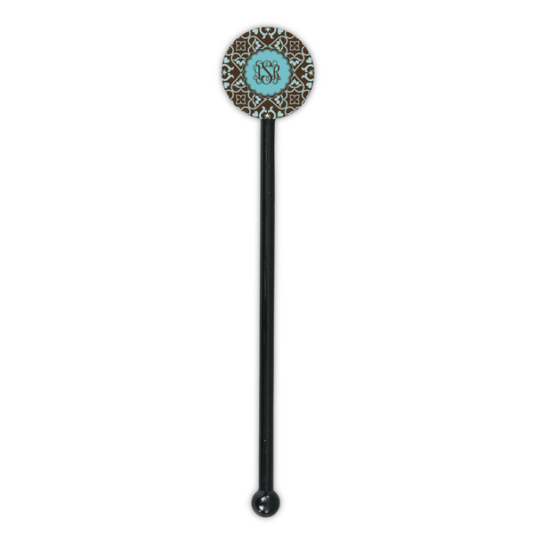 Floral Black Plastic 5.5" Stir Stick - Round - Single Stick
