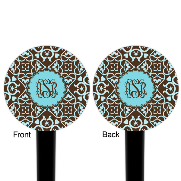 Floral Black Plastic 6" Food Pick - Round - Double Sided - Front & Back