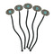 Floral Black Plastic 7" Stir Stick - Oval - Fan