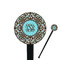 Floral 7" Round Plastic Stir Sticks - Black - Single Sided (Personalized)