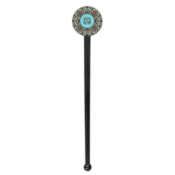 Floral Black Plastic 7" Stir Stick - Round - Single Stick