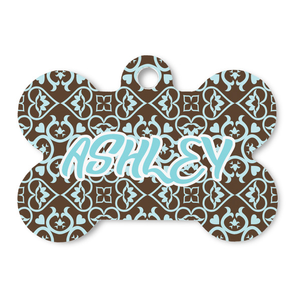 Custom Floral Bone Shaped Dog ID Tag (Personalized)