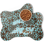 Floral Bone Shaped Dog Food Mat (Personalized)