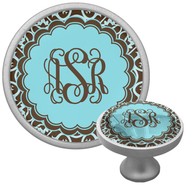 Custom Floral Cabinet Knob (Silver) (Personalized)