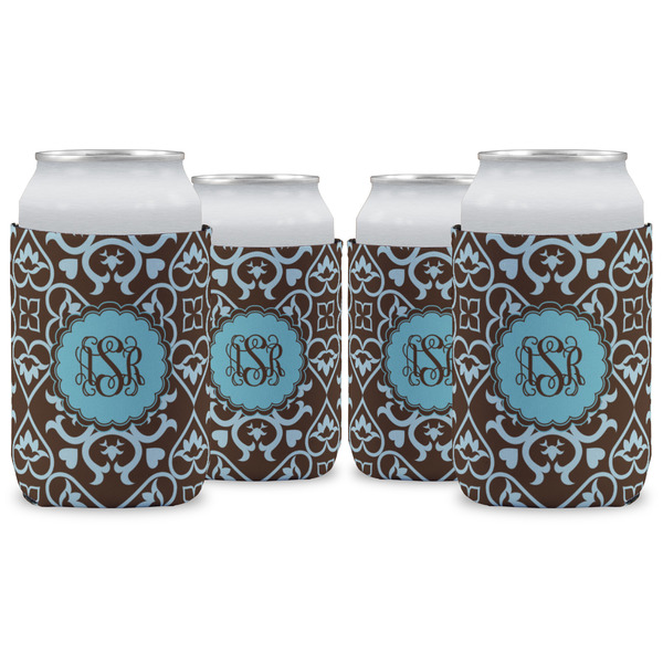 Custom Floral Can Cooler (12 oz) - Set of 4 w/ Monogram