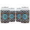 Floral Can Cooler (12 oz) - Set of 4 w/ Monogram
