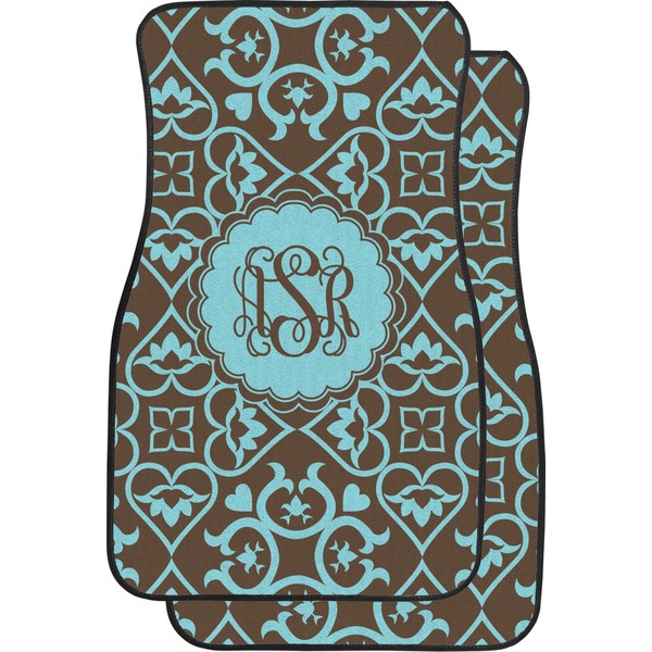 Custom Floral Car Floor Mats (Front Seat) (Personalized)
