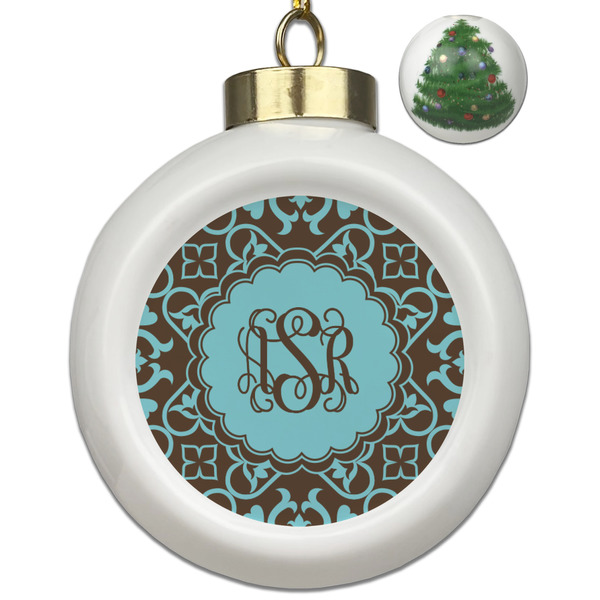 Custom Floral Ceramic Ball Ornament - Christmas Tree (Personalized)