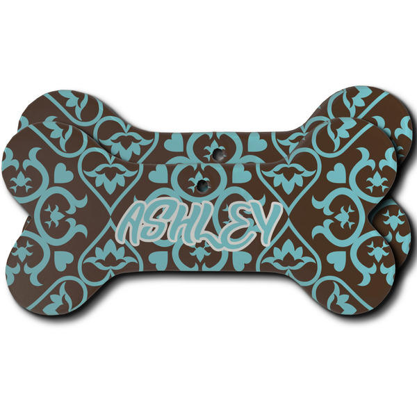 Custom Floral Ceramic Dog Ornament - Front & Back w/ Monogram