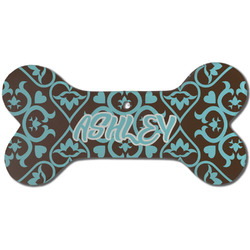 Floral Ceramic Dog Ornament - Front w/ Monogram