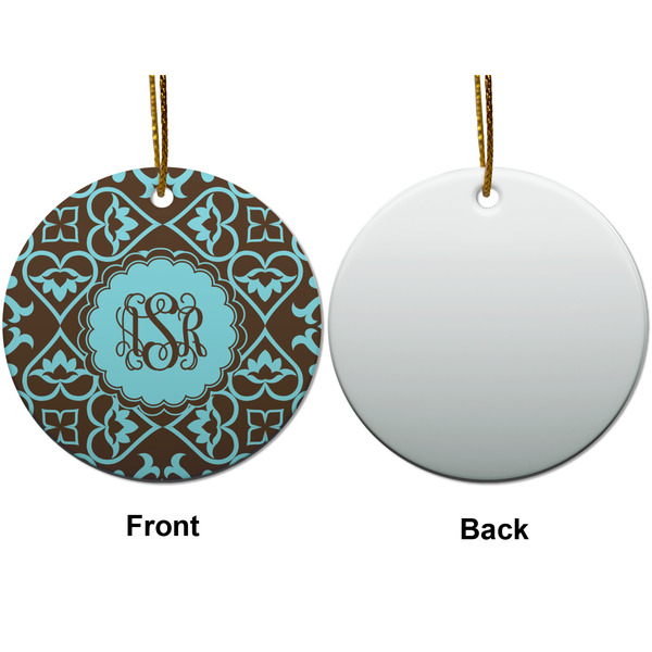 Floral Ceramic Flat Ornament - Circle Front & Back (APPROVAL)