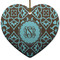 Floral Heart Ceramic Ornament w/ Monogram