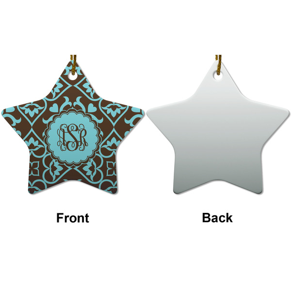 Floral Ceramic Flat Ornament - Star Front & Back (APPROVAL)