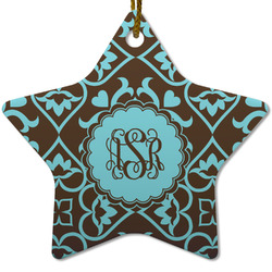 Floral Star Ceramic Ornament w/ Monogram