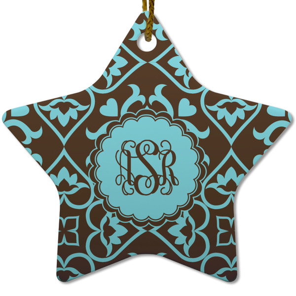 Floral Ceramic Flat Ornament - Star (Front)