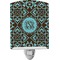 Teal & Brown Floral Ceramic Night Light (Personalized)