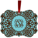 Floral Metal Frame Ornament - Double Sided w/ Monogram