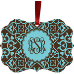 Floral Metal Frame Ornament - Double Sided w/ Monogram