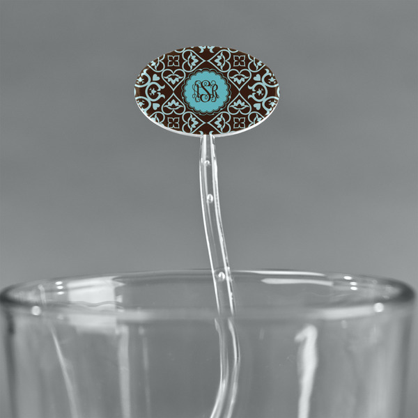 Floral Clear Plastic 7" Stir Stick - Oval - Main