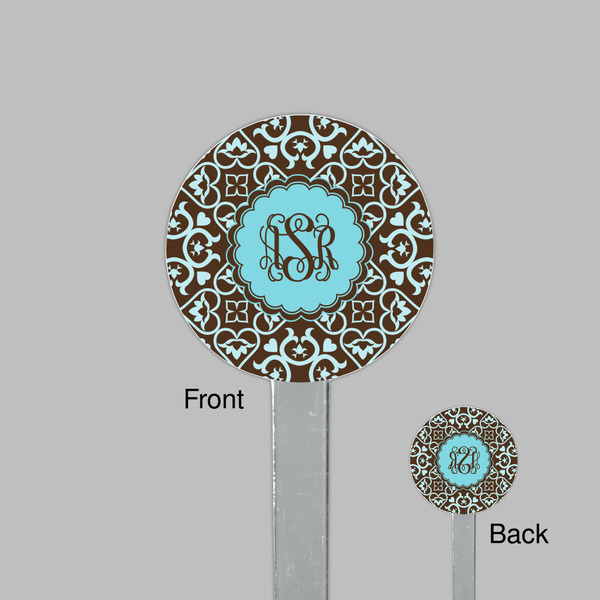 Floral Clear Plastic 7" Stir Stick - Round - Front & Back