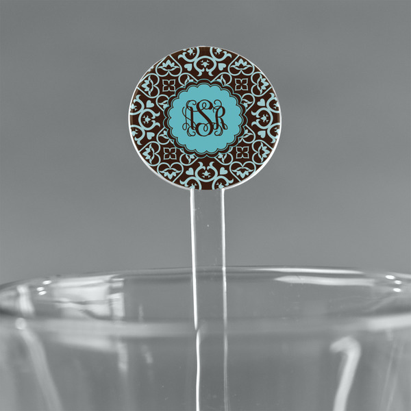 Custom Floral 5.5" Round Plastic Stir Sticks - Clear (Personalized)