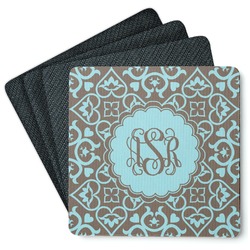 Floral Square Rubber Backed Coasters - Set of 4 (Personalized)
