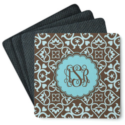 Floral Square Rubber Backed Coasters - Set of 4 (Personalized)