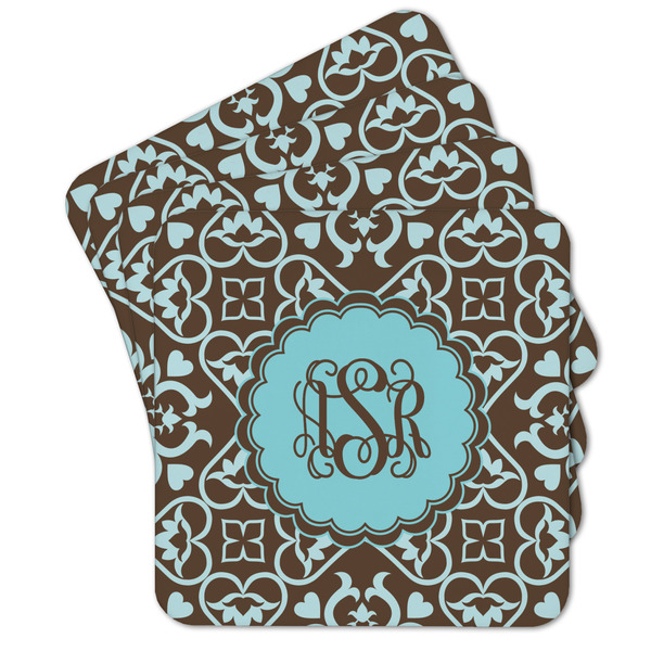 Custom Floral Cork Coaster - Set of 4 w/ Monogram