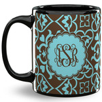 Floral 11 Oz Coffee Mug - Black (Personalized)