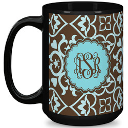 Floral 15 Oz Coffee Mug - Black (Personalized)