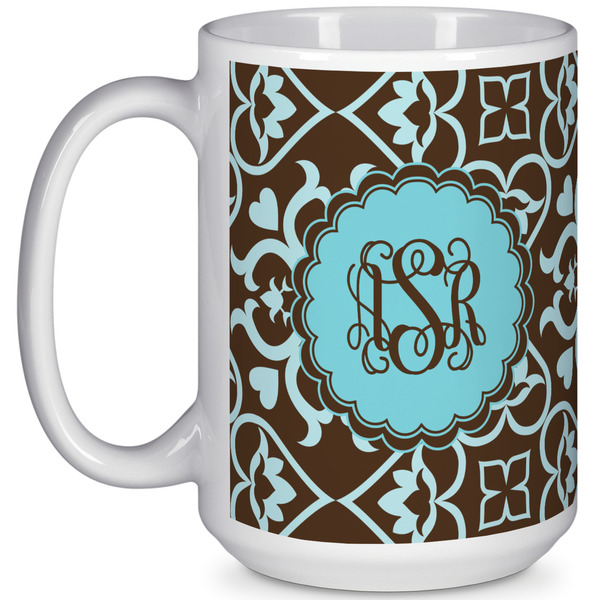 Custom Floral 15 Oz Coffee Mug - White (Personalized)