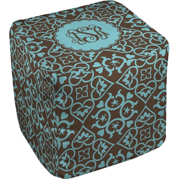 Custom Floral Cube Pouf Ottoman - 18" (Personalized)