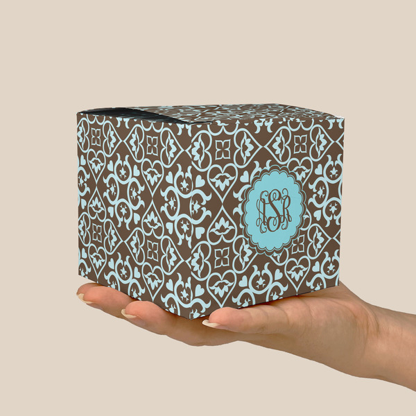 Floral Cube Favor Gift Box - On Hand - Scale View