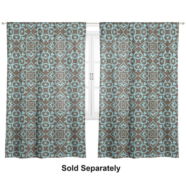 Teal & Brown Floral Curtains