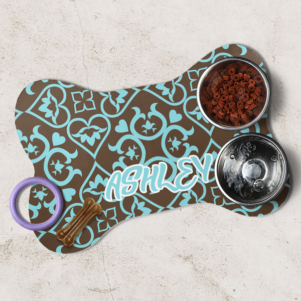Floral Dog Bone Shaped Mat Lifestyle