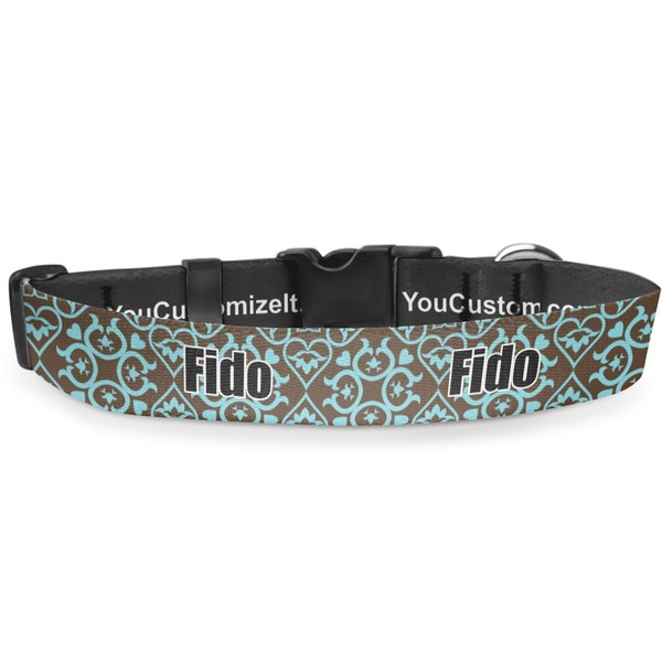 Custom Floral Deluxe Dog Collar - Medium (11.5" to 17.5") (Personalized)